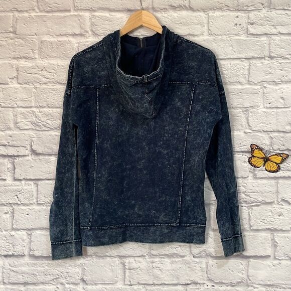 SILVER Jeans Long Sleeve Quarter Zip Distressed Denim Pullover Size Medium - Picture 5 of 10